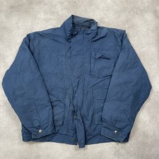 Woolrich Bomber Jacket Mens XL Tartan Lined Vintage Windbreaker, Navy