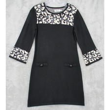 Eliza J Sweater Dress Small Animal Print Shift Career Lightweight Soft Classic
