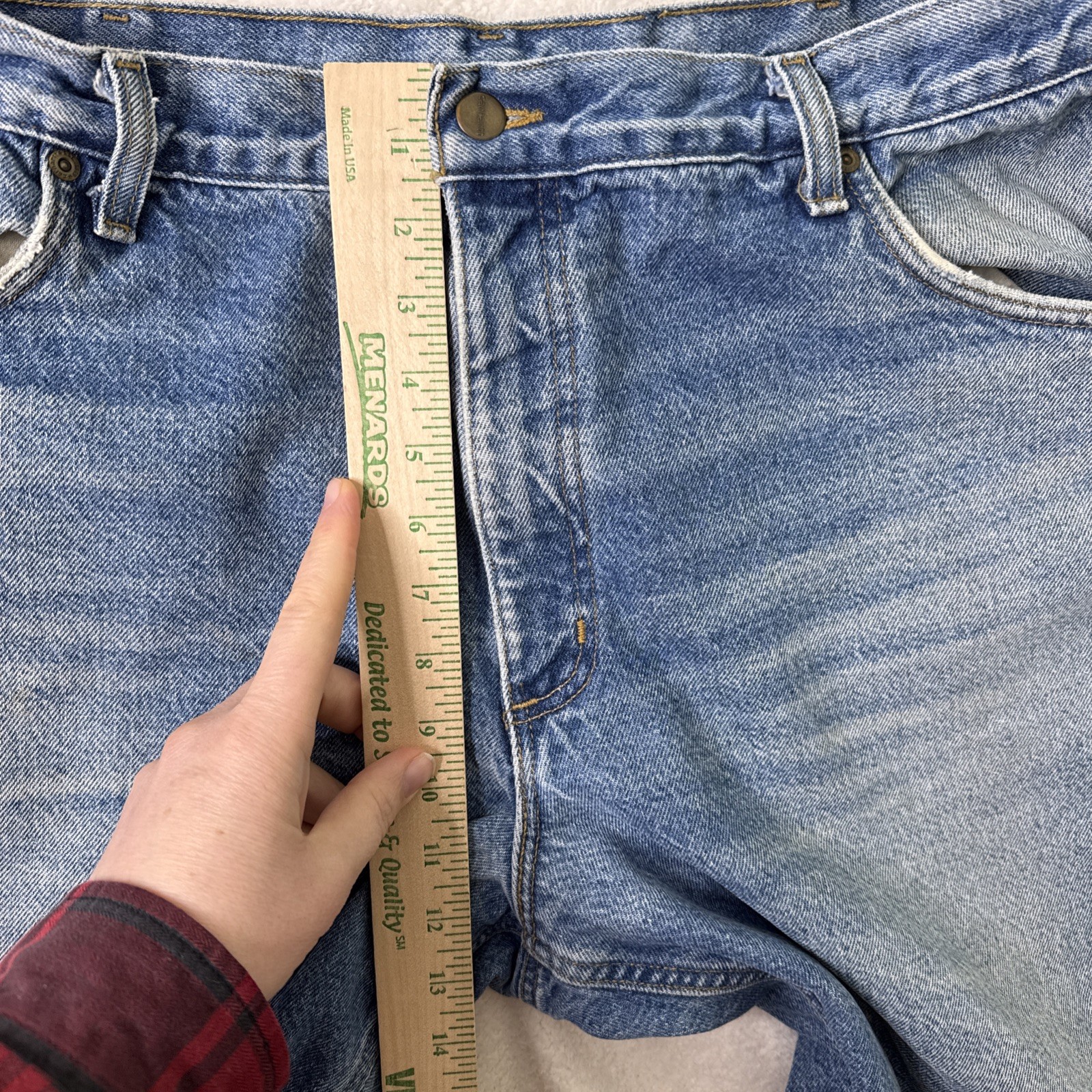 Vintage Carhartt Mens Jeans Blue Flannel Lined Relaxed Fit USA Baggy 40 x 30 thumbnail 3