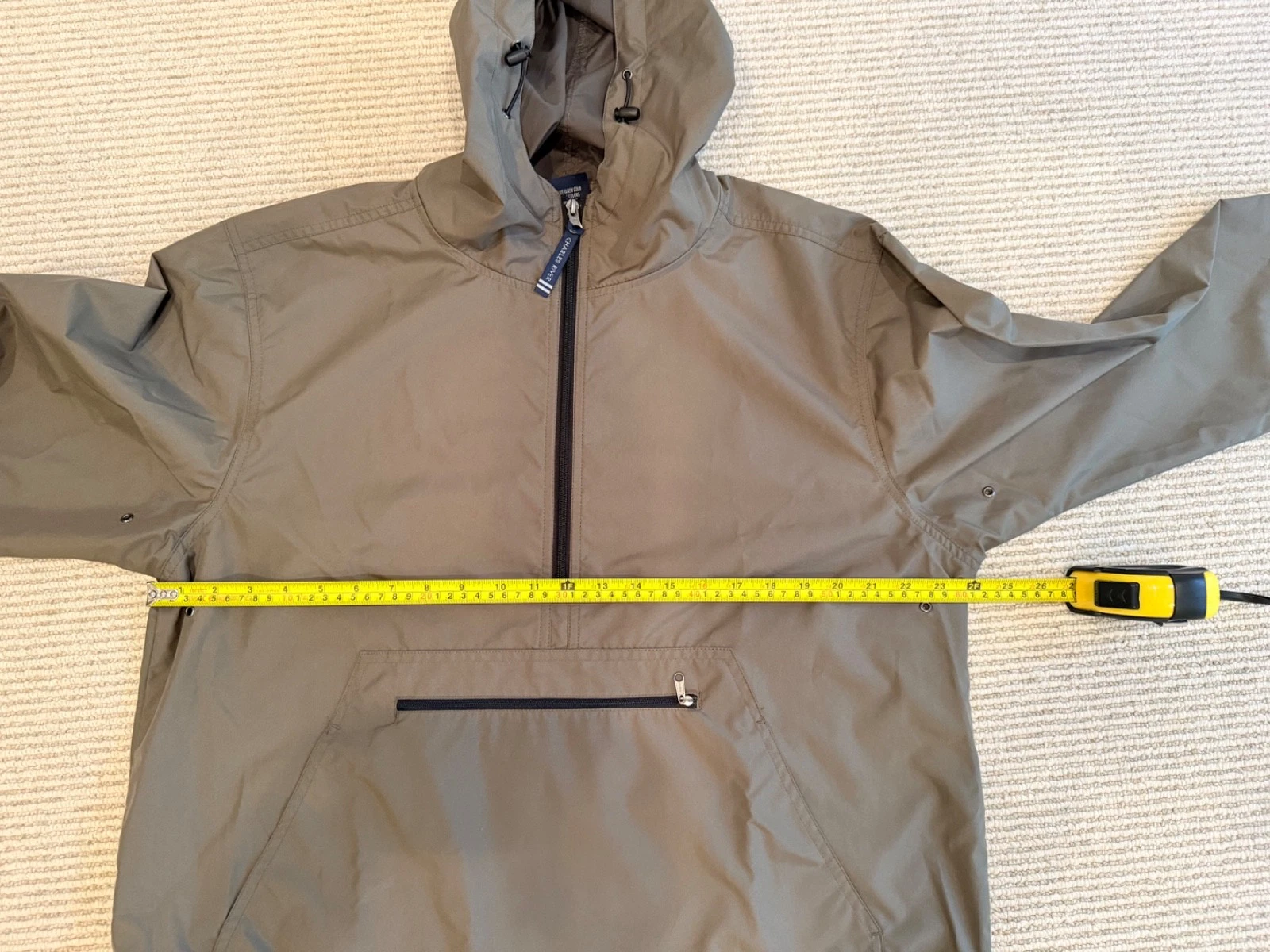 Charles River Apparel Men's 1/2 Zip Anorak Hooded Windbreaker Olive GREEN L/XL - product detail image 4