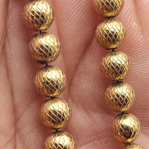 Vintage Krone Trifari Halskette goldfarben strukturiert Kugel Perle 16 Zoll - Bild 4 von 11