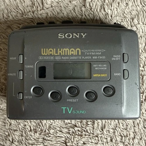 Sony Walkman FM/AM TV Sound Radio Cassette Player Clock WM-FX435 Vintage Tested!