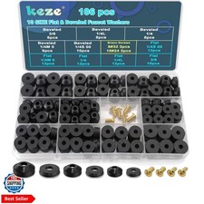 Faucet Washers Assorted Kit with Brass Bibb Screws Assortment Flat and Bevele...