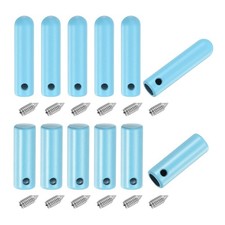 12Pcs 2 Style 20mm/25mm Metal Aglet with Screw, Light Blue