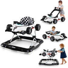 INFANS 4 in 1 Baby Walker, Foldable Toddler Activity Center with Adjustable Heig
