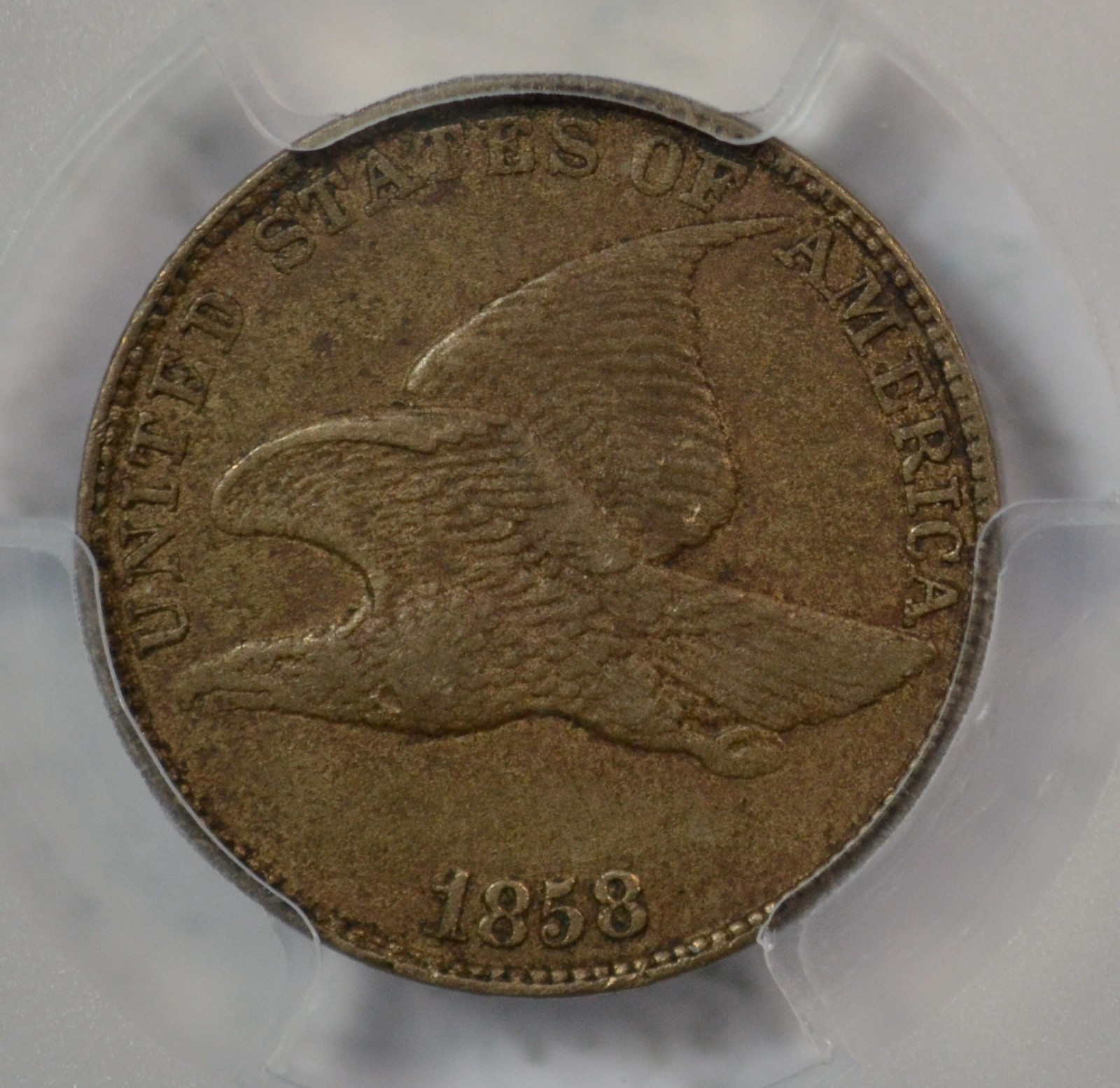 1858 Flying Eagle cent, Large Letters, PCGS XF40