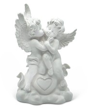 Lovely Angels - Angel Pair Figure 10"/25cm Tall Made of Resin in White