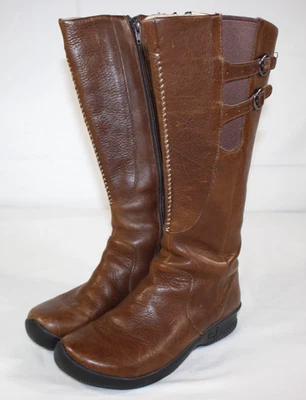 Keen Boots Women's 7 Bern Baby Bern Knee High Leather Buckles Zipper Brown - Image 1 of 4