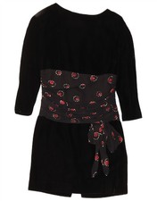 VINTAGE Womens 3/4 Sleeve Velvet Sheath Dress IT 46 Large Black CL21