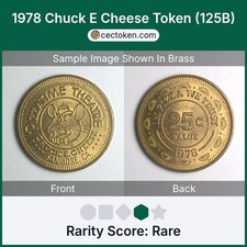 Chuck E Cheese Token 1978 (125B) Pizzatime Theatre San José, CA latón 25 mm raro