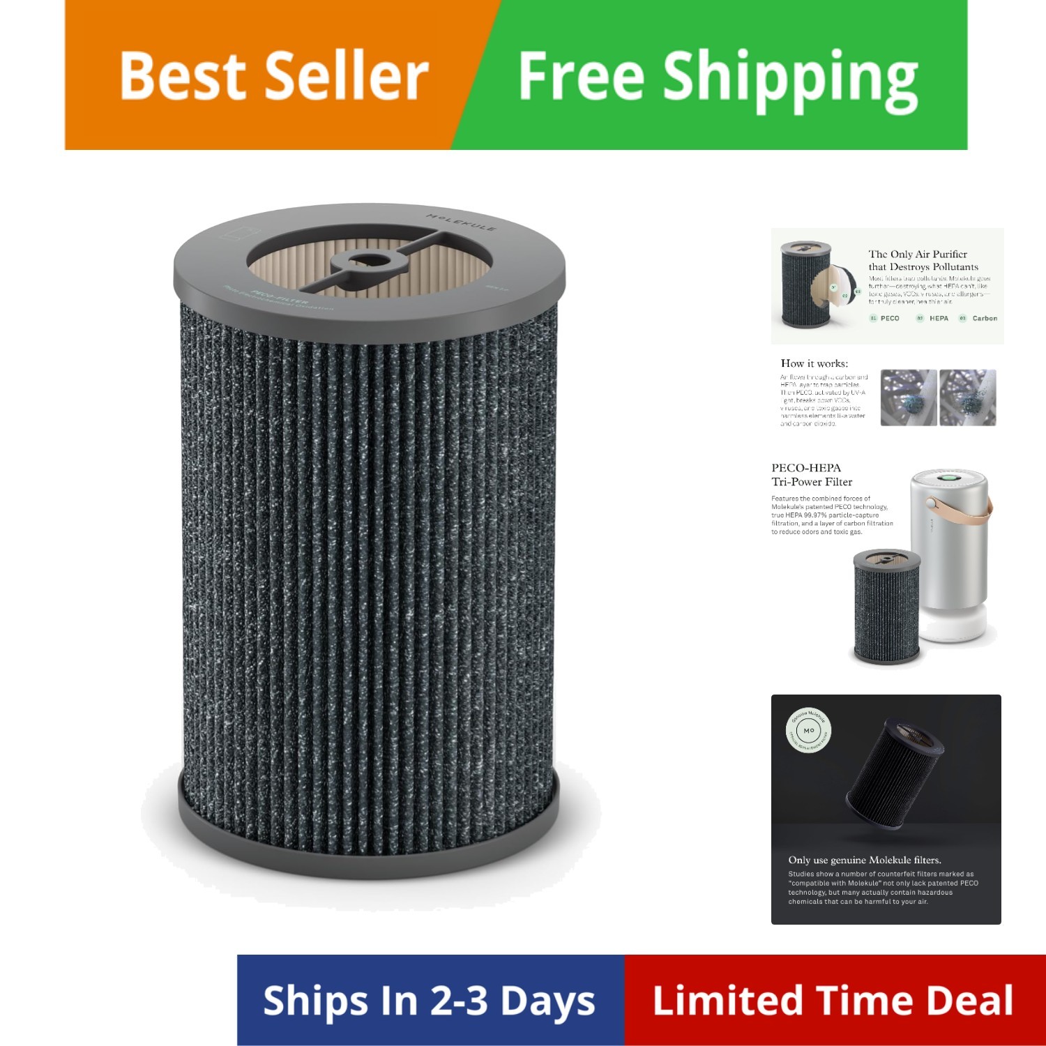 PECO-HEPA Tri-Power Filter for Air Pro Purifier - Authentic Air Purifier Filt...