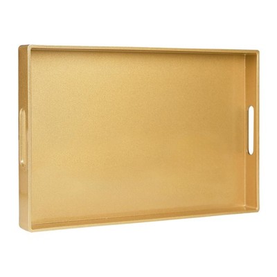 Gold Decorative Tray for Coffee Table, Modern Serving Tray with Handles, Plas...