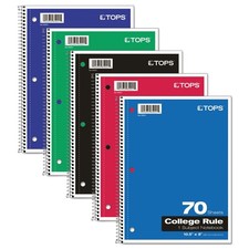 Oxford Spiral Notebook, 1-Subject, College Single Assorted Colors
