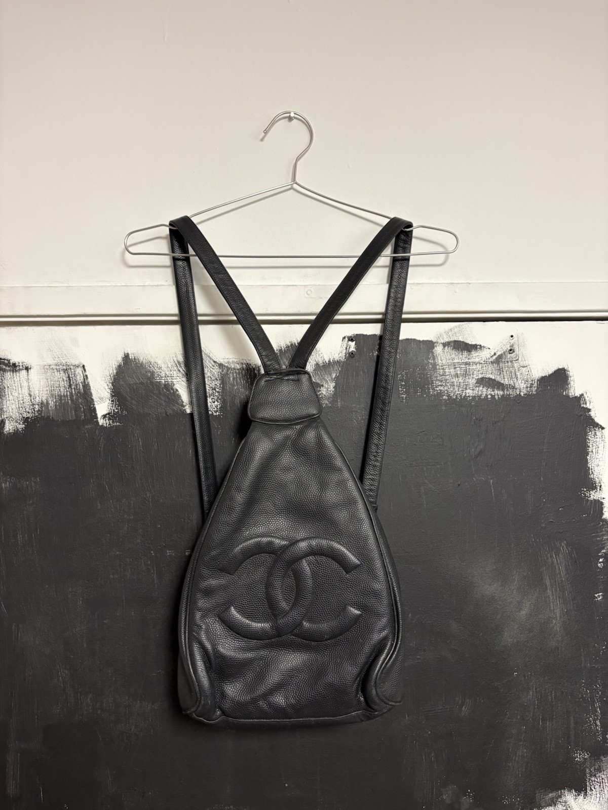 Vintage Chanel Backpack Black Leather Rare Authentic