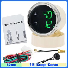 Dual 52mm Gauge with Flashing Alarm Water Temp Gauge Voltmeter with Sensor 10mm