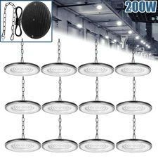 12Pack 200W Super Bright Warehouse LED UFO High Bay Light Factory Shop GYM Light