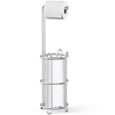 Toilet Paper Holder Stand and Tissue Paper Roll Dispenser for 4 Mega Rolls, B...