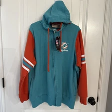 Fanatics Womens Sz 2x Miami Dolphins Teal Orange Full Zip Hoodie Sweatshirt New