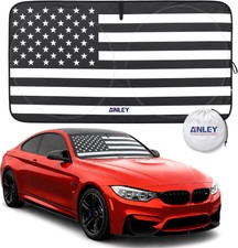 Anley Automotive Windshield Sun Shade, American Flag US Flag Front Window Cover