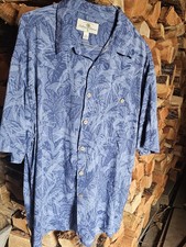 Island Shores Shirt Mens XL Blue Palm Tree Hawaiian Coconut Buttons Aloha