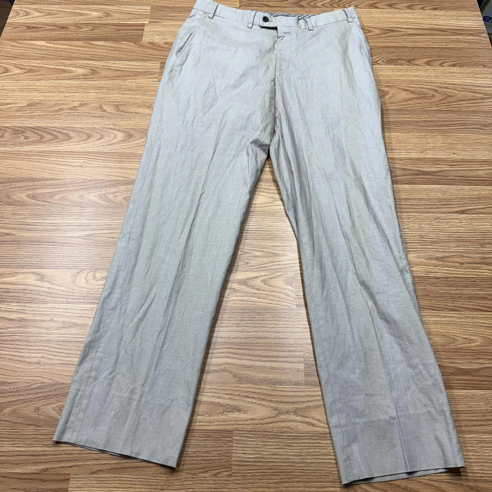 Hiltl Pants Mens 34x32 Lightweight Patterned Dress Slacks Stretch Romania Made
