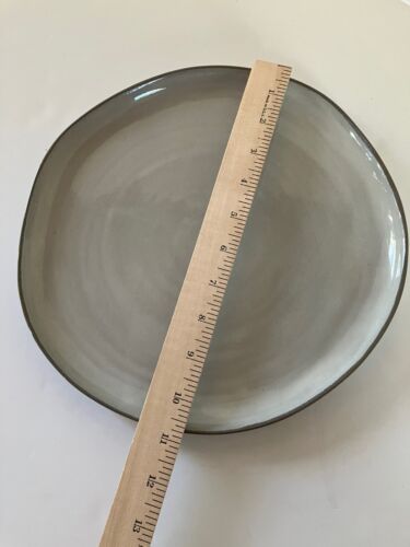 Hearth & Hand With Magnolia Stoneware 11” Dinner Plates Target Gray Rim EUC - Picture 4 of 4