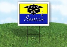 2023 SENIOR YELLOW BLUE 18inx24in Yard Road Sign w/ Stand