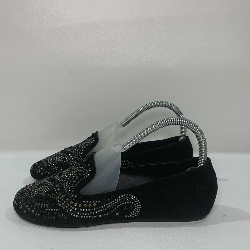 Rock Republic Shoes Womens Size US 6 Black Suede Rhinestone Ballet Slip On Flat - Image 4 of 4