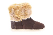 NEW TOMS Suede Nepal Brown Faux Fur Boot Baby Toddler Little Kid Size 7 59