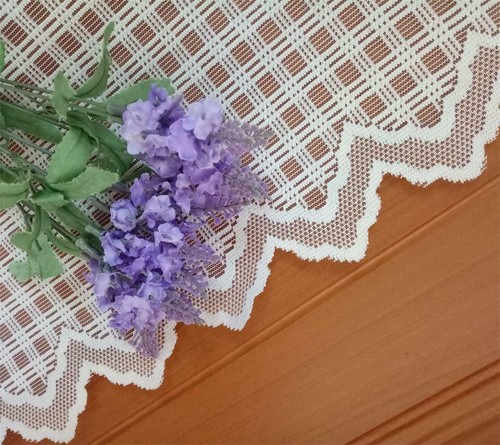 Window Curtain Checked Sheer Voile Kitchen Curtain Cafe Lace Valance Short Panel - Picture 7 of 7