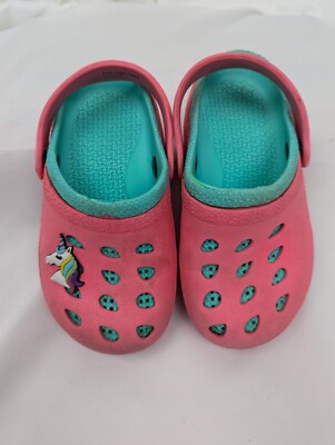 Capelli Clogs Girls 11 Water Shoes Big Kid Slip On Pink and Teal