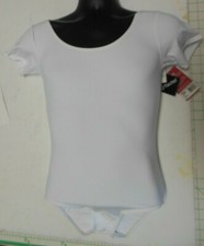 Capezio Tactel White Leotard short sleeve 10390 Men's Small