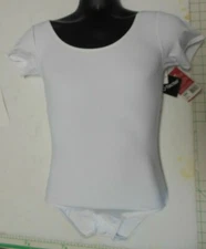 Capezio Tactel White Leotard short sleeve 10390 Men's Small