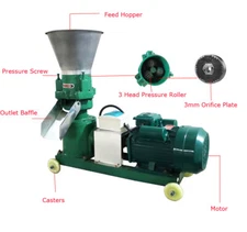 220V 6mm Electric Feed Pellet Mill Machine 6HP Big Power Pellet 396LBS/H Output
