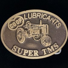 John Deere H Tractor Co-Op Lubricants Tms Brass 1970s NOS Vintage Belt Buckle