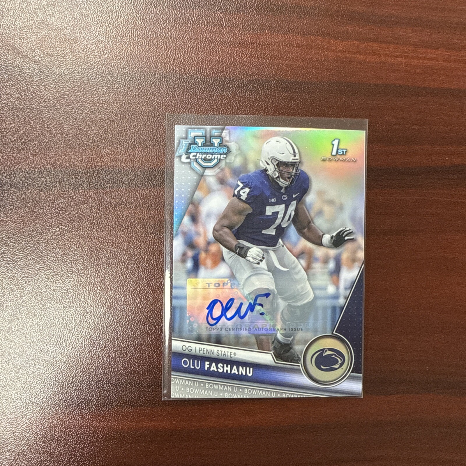 2023 Bowman Chrome University Olu Fashanu 1st Rookie Refractor Auto /499 RC SP