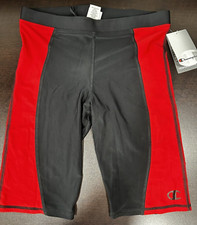 Champion Performance Men's Sz. Large Jammer Swim Shorts Black Red Drawstring