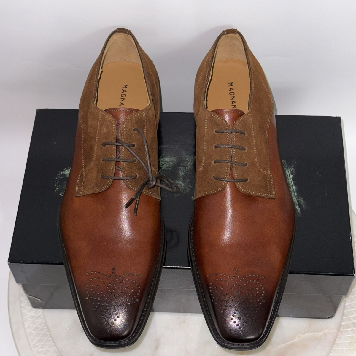 MAGNANNI Samson Leather Suede Oxford Brown Dress Shoes NEW 