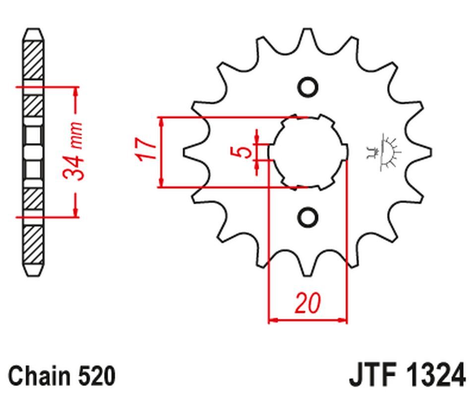 Pignon avant JT 2060 moto Honda CRF230 2003-2015 pas 520