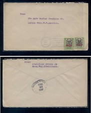 Dominican Republic 2 overprinted stamps 1917, 1921  on cover