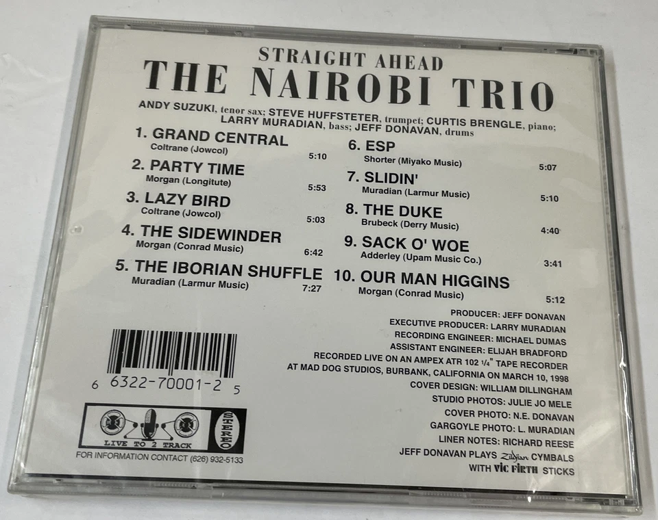 The Nairobi Trio Straight Ahead Live to 2 Track 0001 Compact Disc CD NEW/SEALED - Image 4 of 4