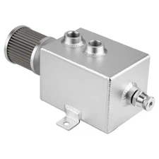 2L Oil Catch Can Tank with 10AN Breather Drain Tap Baffled Reservoir Tank Sliver