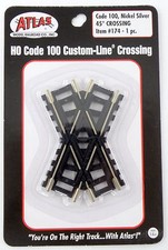 HO Scale Code 100 Nickel Silver Rail Custom-Line 45 Crossing Track - Atlas 174