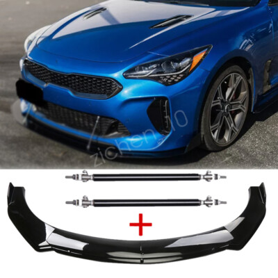 For Kia Stinger GT Line 18-24 Front Bumper Spoiler Splitter Body Kit Strut Rods