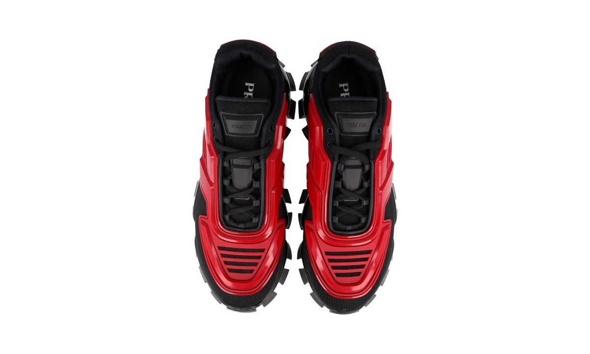 PRADA CLOUDBUST THUNDER SNEAKERS SHOES 2EG293 BLACK RED NEW