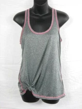 Layer 8 Performance Womens Quick Dry Racer Activewear Tank Top Medium Gray Pink
