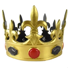 Gold Foam Rubber Royal Costume Prop Accessory Tiara Crown With Red & Black Gems