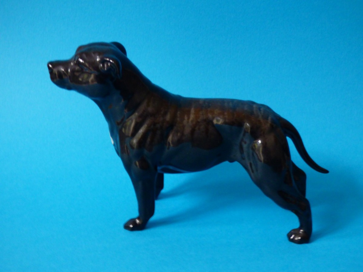 UNRECORDED CHARCOAL GREY BLACK BRINDLE BESWICK STAFFORDSHIRE BULL TERRIER  DOG