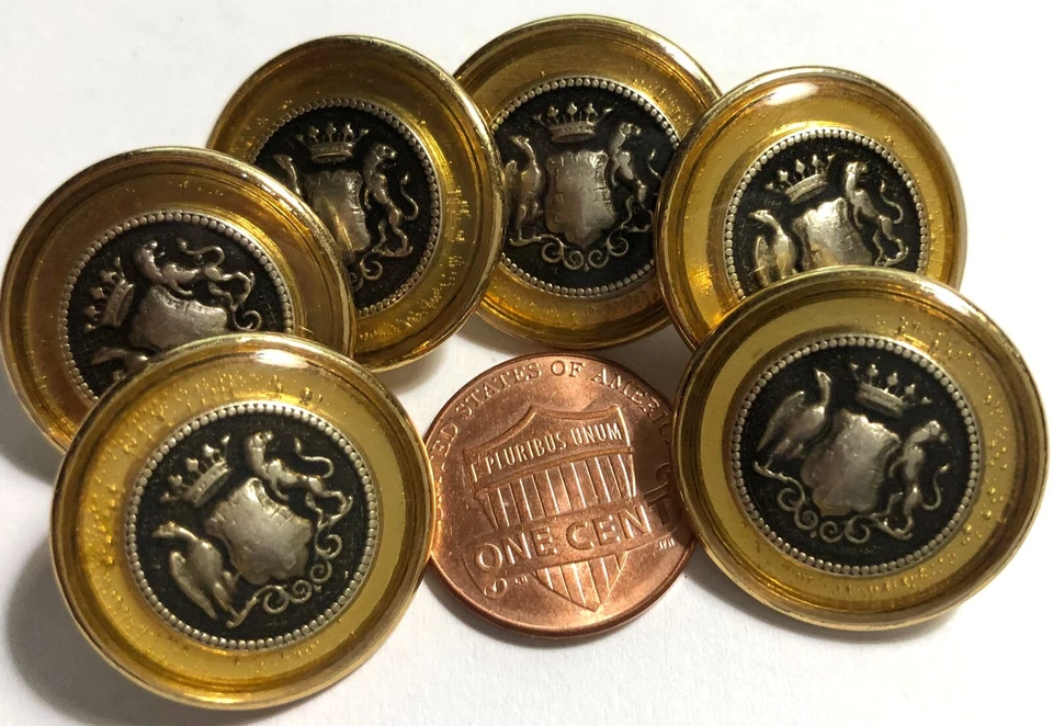 6 botões de haste heráldica de metal tom dourado vintage resina transparente com tampa 7/8" 23mm 12390 - Imagem 2 de 4