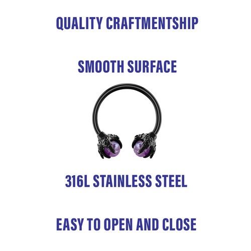 1 - 16 Gauge Red Purple or Black Horseshoe Septum Nose Ear Lip Helix Tragus C315 - Picture 8 of 27